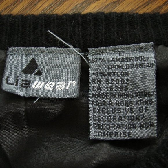 Liz Wear Black Sequin Cardigan 50s look Retro sweater button front Lg L/S wool - Picture 5 of 16